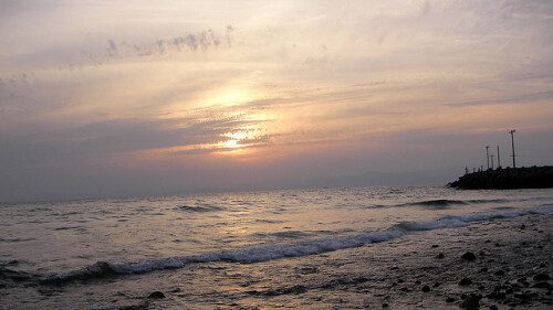 西伊豆の海と夕陽