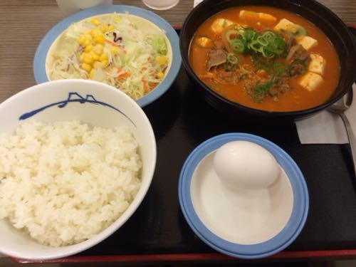 豆腐キムチチゲ定食と生野菜