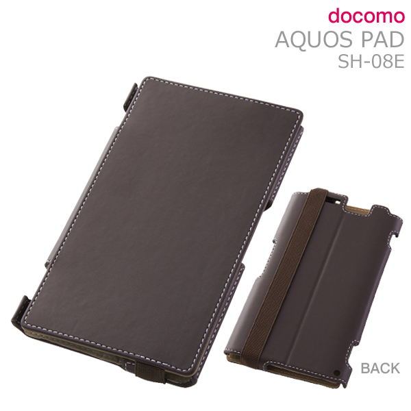 AQUOS PAD（SH-08E）用フラップタイプ・レザージャケット 合皮タイプ（ブラック）